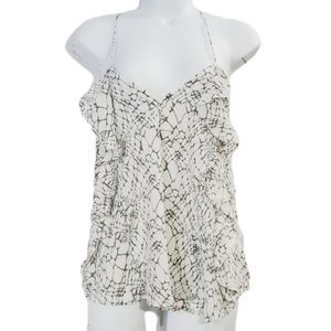 Anthropologie Greylin Silk  ruffle V neck tank top size small